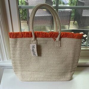 1228. Magid‎ Beige and Orange Women's Tote Bag